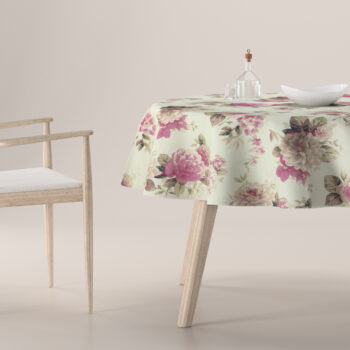 Obrus okrúhly, ružovo-béžové ruže na krémovom podklade, Londres, 141-07