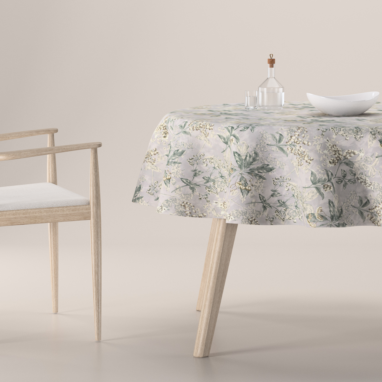 Obrus okrúhly, sivo - béžové rastliny na sivom podklade, Londres, 143-37 Obrus okrúhly, sivo - béžové rastliny na sivom podklade, Londres, 143-37