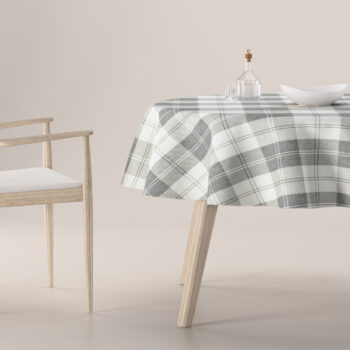 Obrus okrúhly, sivo - biele káro, Edinburg, 115-79