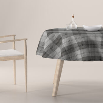 Obrus okrúhly, sivo - grafitové káro, Edinburg, 115-75