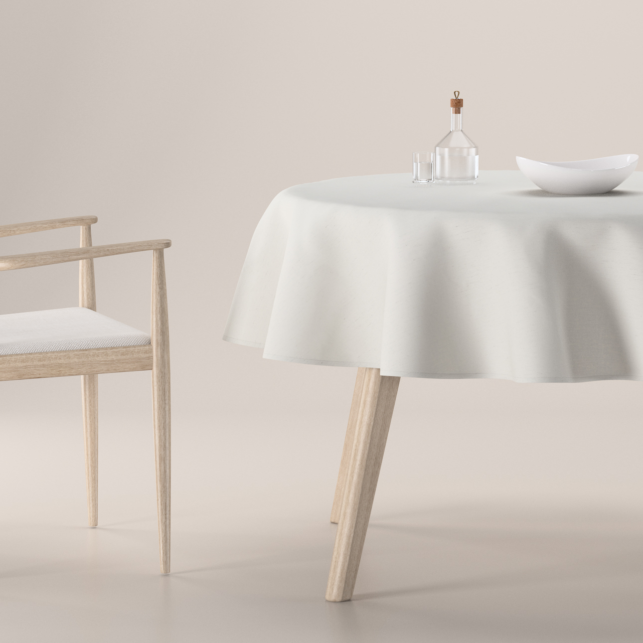 Obrus okrúhly, teplá biela, Linen, 159-06 Obrus okrúhly, teplá biela, Linen, 159-06