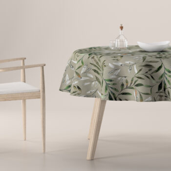 Obrus okrúhly, zelené vetvy na sivom pozadí, Eden, 144-23