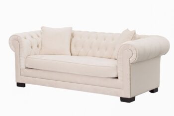 Pohovka Chesterfield Classic Velvet Cream pre 3 osoby, 218 x 96 x 78 cm