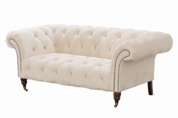 Pohovka Chesterfield Glamour Velvet Cream pre 2 osoby, 187 x 94 x 75 cm
