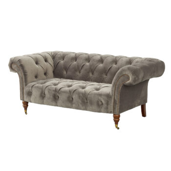 Pohovka Chesterfield Glamour Velvet Dark Grey pre 2 osoby., 187 x 94 x 75 cm