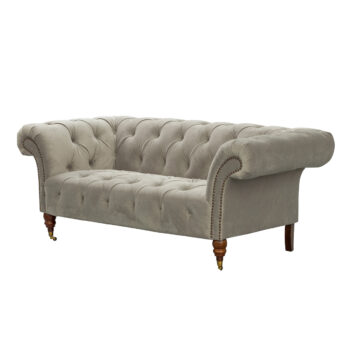 Pohovka Chesterfield Glamour Velvet Light Grey pre 2 osoby, 187 x 94 x 74 cm