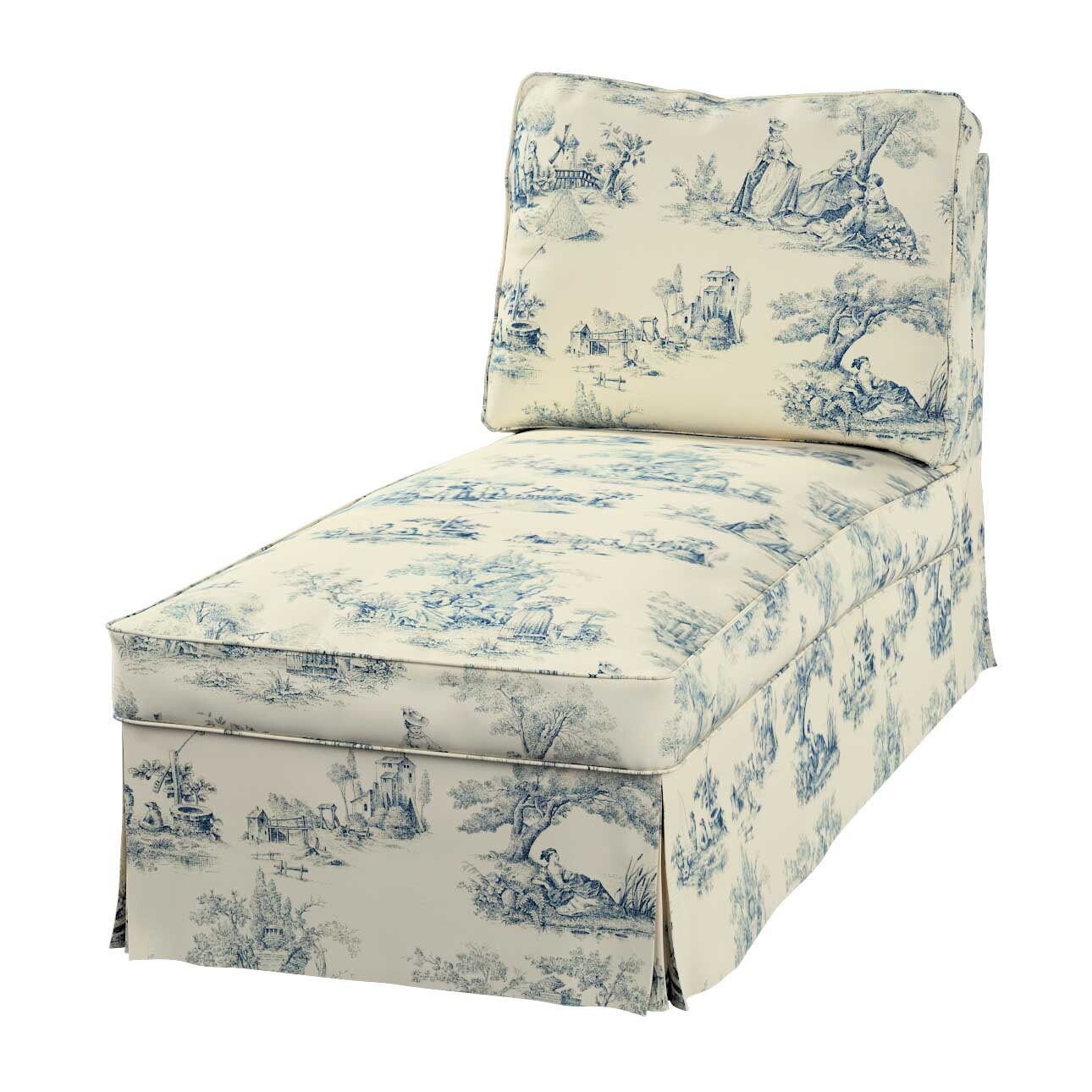 Poťah na šezlong Ektorp jednoduchý, modrý vzor na svetlobéžovom podklade, Poťah na šezlong Ektorp jednoduchý, Avinon, 132-66 Poťah na šezlong Ektorp jednoduchý, modrý vzor na svetlobéžovom podklade, Poťah na šezlong Ektorp jednoduchý, Avinon, 132-66