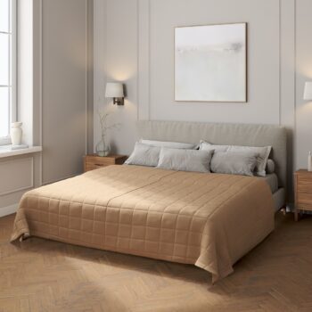 Prehoz prešívaný do štvorcov, béžová, Quadro, 136-09