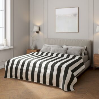 Prehoz prešívaný do štvorcov, bielo-čierne pásy, Vintage 70's, 137-53