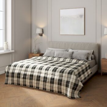 Prehoz prešívaný do štvorcov, čierno - biele káro, Edinburg, 115-74