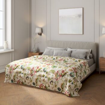 Prehoz prešívaný do štvorcov, farebné kvety, Londres, 122-00