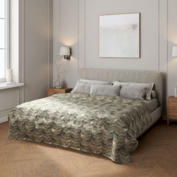 Prehoz prešívaný do štvorcov, odtiene hnedej, béžovej a zelenej, Abigail, 143-12