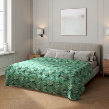 Prehoz prešívaný do štvorcov, smaragdovo - zelený vzor na plátne, Abigail, 143-16