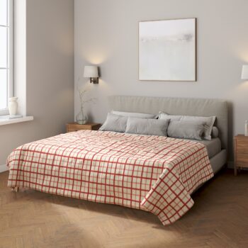 Prehoz  s pozdĺžným prešívaním, bordové káro na svetlobéžovom podklade, Avinon, 131-15