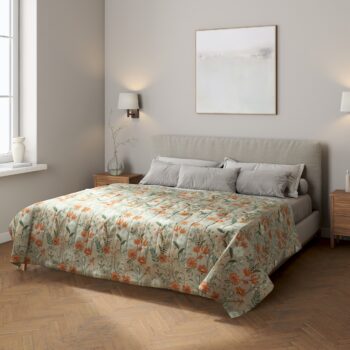 Prehoz  s pozdĺžným prešívaním, farebné kvety, Flowers, 143-70