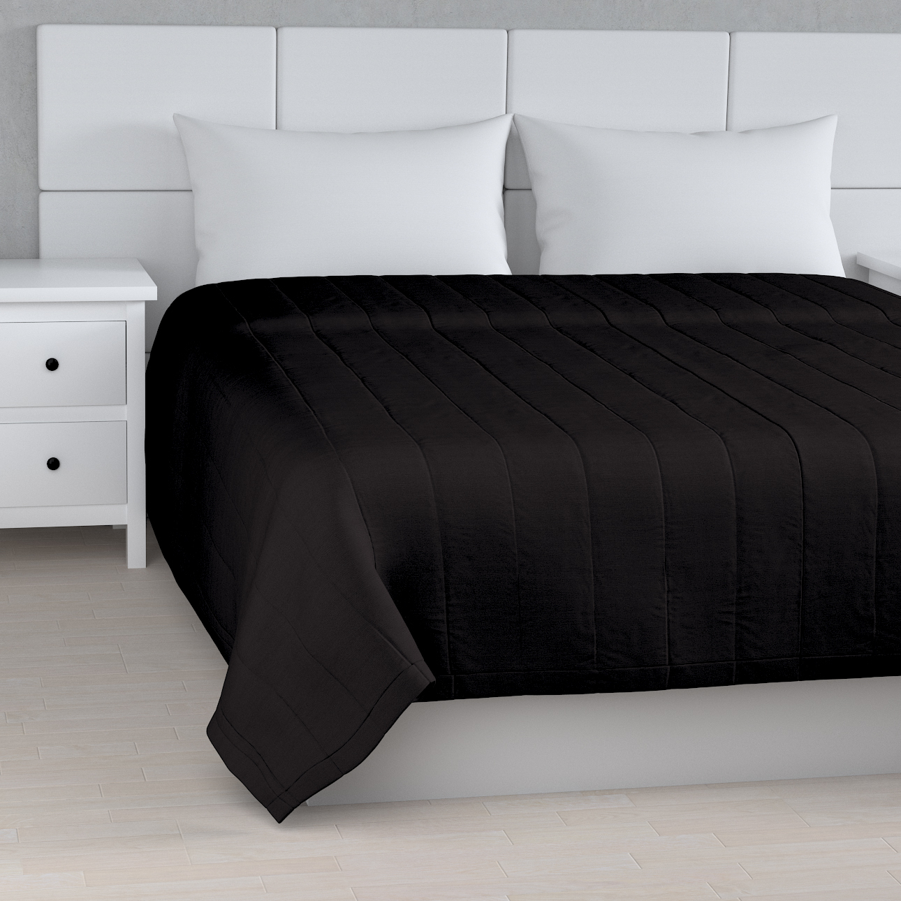 Prehoz s pozdĺžným prešívaním, grafitová, Cotton Panama, 702-08 Prehoz s pozdĺžným prešívaním, grafitová, Cotton Panama, 702-08