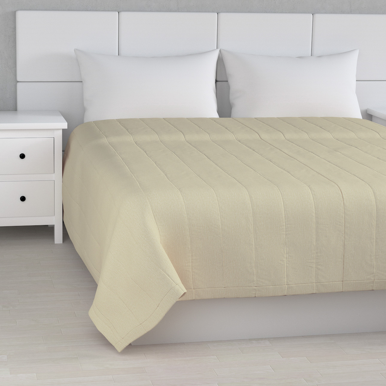 Prehoz s pozdĺžným prešívaním, krémová, Chenille, 161-39 Prehoz s pozdĺžným prešívaním, krémová, Chenille, 161-39