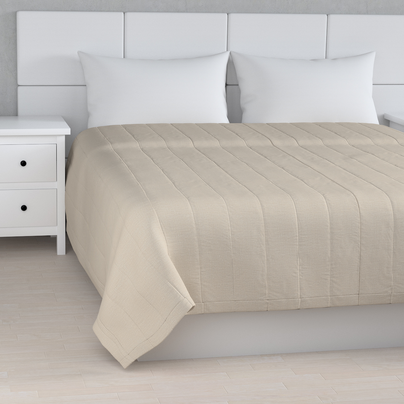 Prehoz s pozdĺžným prešívaním, prírodný ľan, Linen, 392-05 Prehoz s pozdĺžným prešívaním, prírodný ľan, Linen, 392-05