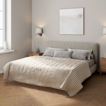 Prehoz  s pozdĺžným prešívaním, sivo-biele prúžky, Quadro, 136-12