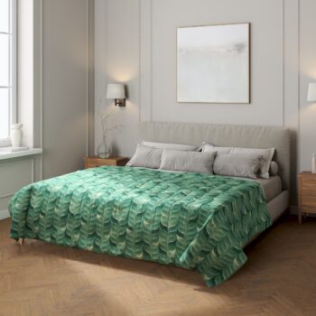 Prehoz  s pozdĺžným prešívaním, smaragdovo - zelený vzor na plátne, Abigail, 143-16