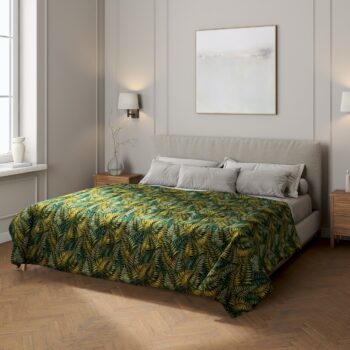 Prehoz  s pozdĺžným prešívaním, zelené listy, Intenso Premium, 144-18