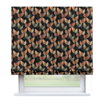 Rímska Roleta Bari, borskyňovo - hnedé listy na čiernom pozadí, Abigail, 143-21