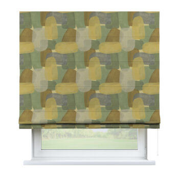 Rímska Roleta Bari, geometrické vzory v zeleno - hnedých farbách, Vintage 70's, 143-72