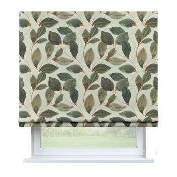 Rímska Roleta Bari, pomarančovo - hnedé listy na sivom plátne, Abigail, 143-17