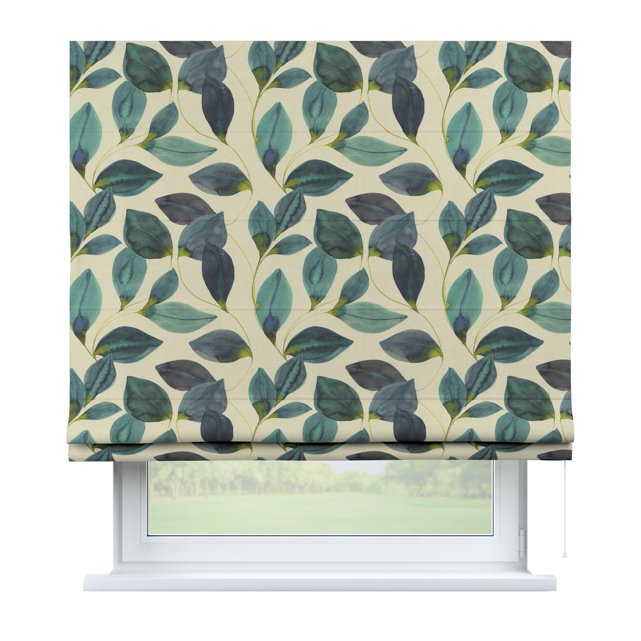 Rímska Roleta Bari, smaragdovo - zelené listy s fialovým nádychom na plátne, Abigail, 143-15 Rímska Roleta Bari, smaragdovo - zelené listy s fialovým nádychom na plátne, Abigail, 143-15