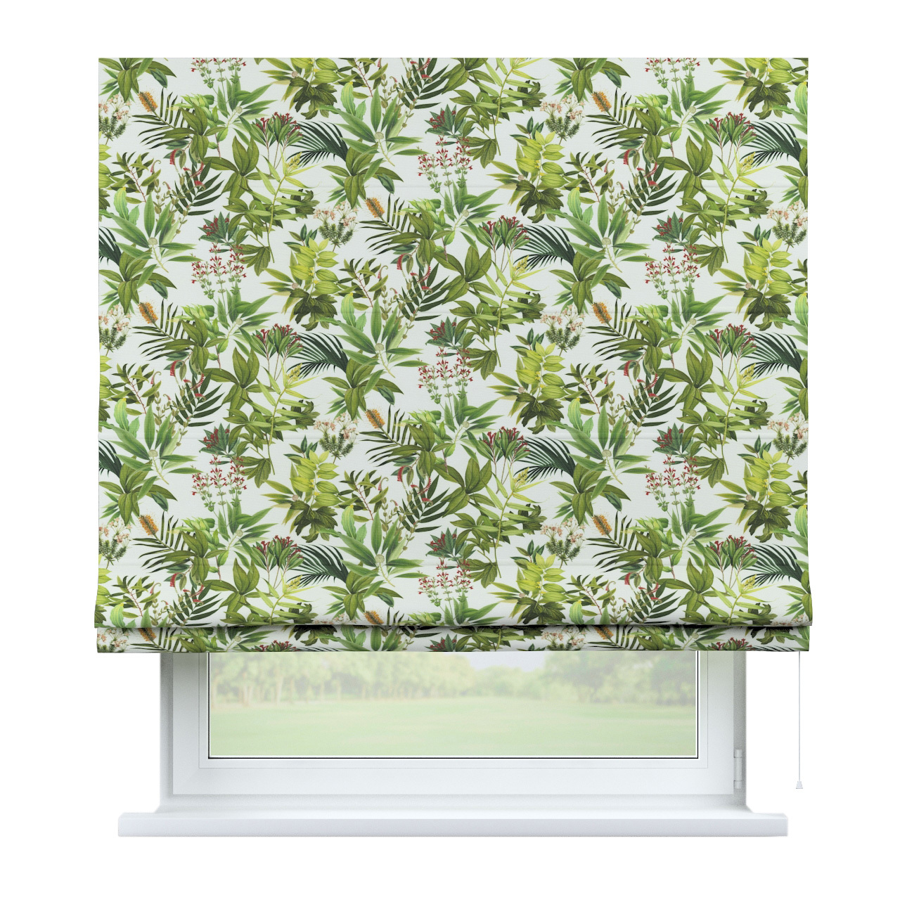 Rímska Roleta Bari, zeleno - červené rastliny na bielom podklade, Tropical Island, 143-69 Rímska Roleta Bari, zeleno - červené rastliny na bielom podklade, Tropical Island, 143-69