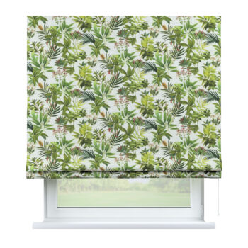 Rímska Roleta Bari, zeleno - červené rastliny na bielom podklade, Tropical Island, 143-69