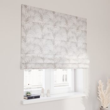 Rímska roleta Capri, béžové a krémové palmové listy na bielom pozadí , Gardenia, 142-14