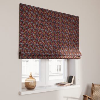 Rímska roleta Capri, farebné kvety na čiernom pozadí, Intenso Premium, 144-32
