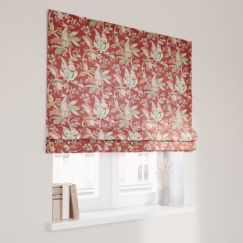 Rímska roleta Capri, kvetinové vzory na pozadí z tehlovo-červenom podklade, Gardenia, 142-12