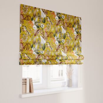 Rímska roleta Capri, kvety na horčicovom podklade, Abigail, 143-09