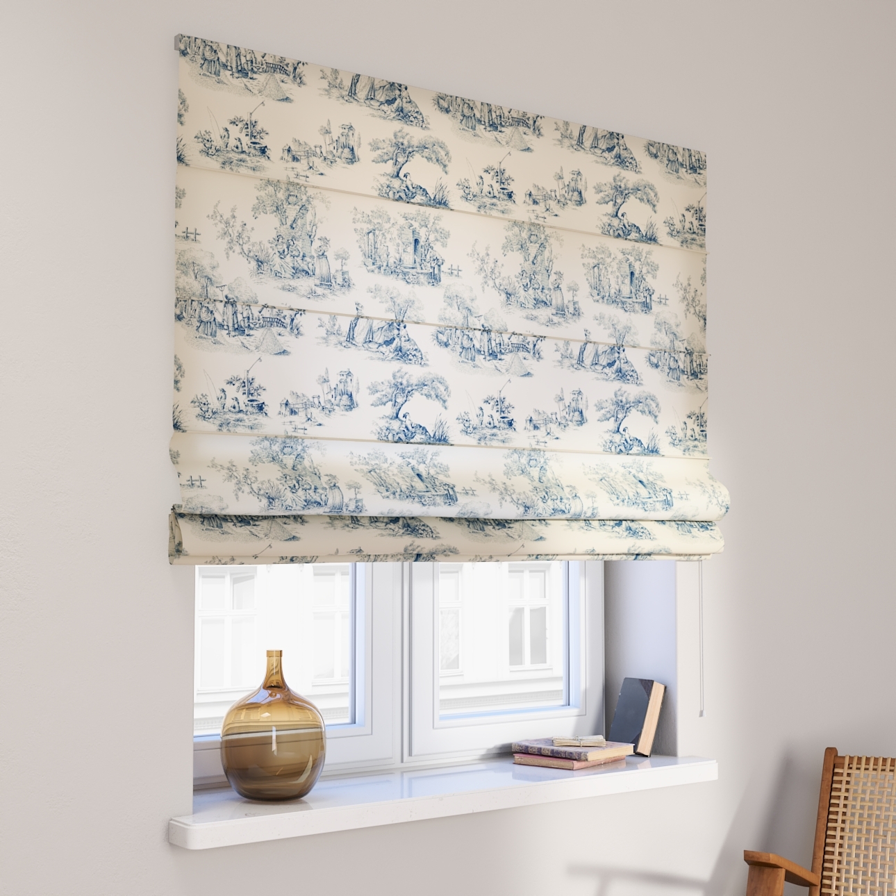 Rímska roleta Capri, modrý vzor na svetlobéžovom podklade, Avinon, 132-66 Rímska roleta Capri, modrý vzor na svetlobéžovom podklade, Avinon, 132-66