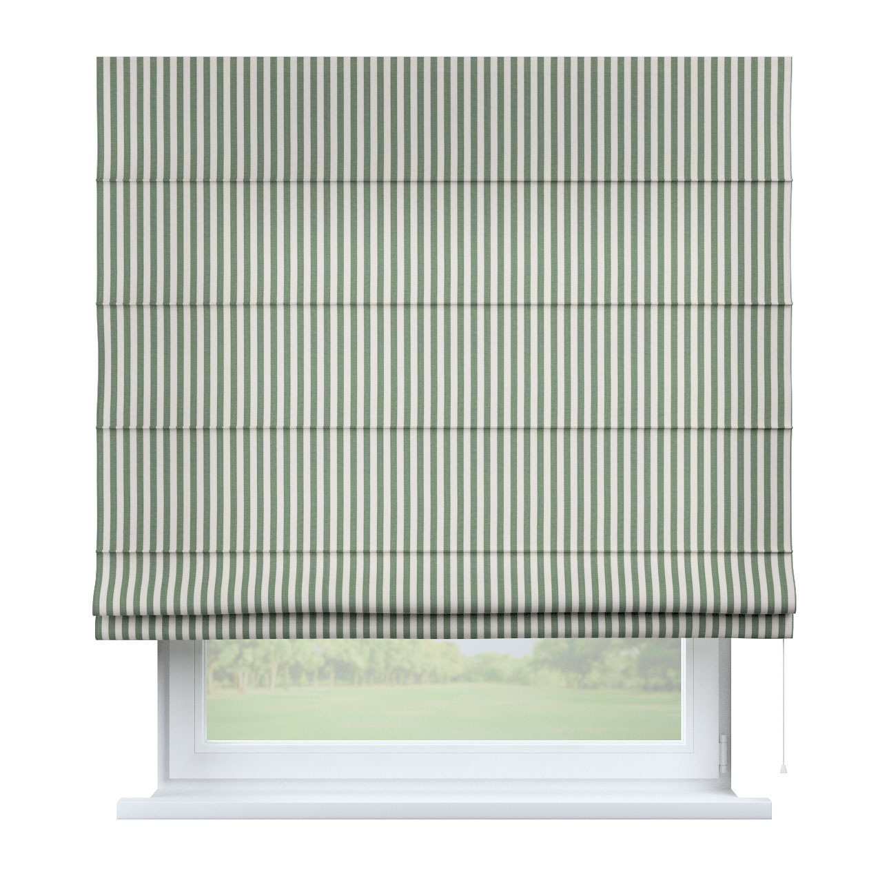 Rímska roleta Capri, zelené a biele pruhy (1,5 cm), Quadro, 144-35 Rímska roleta Capri, zelené a biele pruhy (1,5 cm), Quadro, 144-35
