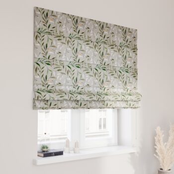 Rímska roleta Capri, zelené vetvy na sivom pozadí, Eden, 144-23