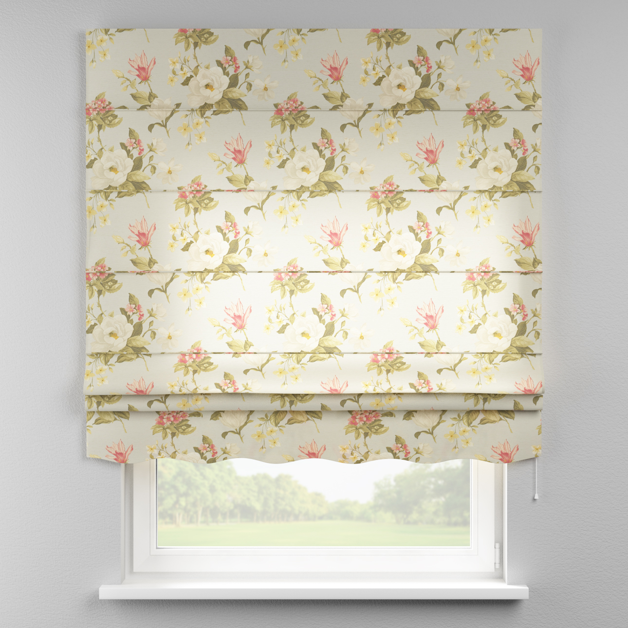 Rímska roleta Florencia, duże kwiaty na niebieskim tle, Londres, 143-86 Rímska roleta Florencia, duże kwiaty na niebieskim tle, Londres, 143-86