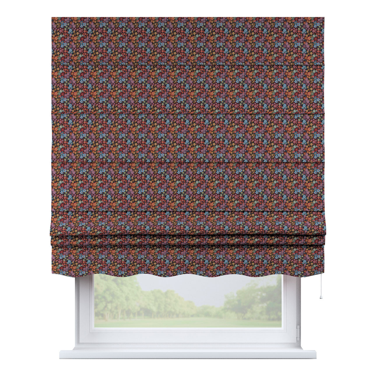 Rímska roleta Florencia, farebné kvety na čiernom pozadí, Intenso Premium, 144-32 Rímska roleta Florencia, farebné kvety na čiernom pozadí, Intenso Premium, 144-32