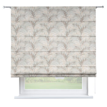 Rímska roleta Torino, béžové a krémové palmové listy na bielom pozadí , Gardenia, 142-14