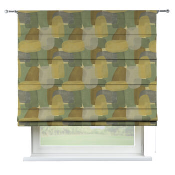 Rímska roleta Torino, geometrické vzory v zeleno - hnedých farbách, Vintage 70's, 143-72