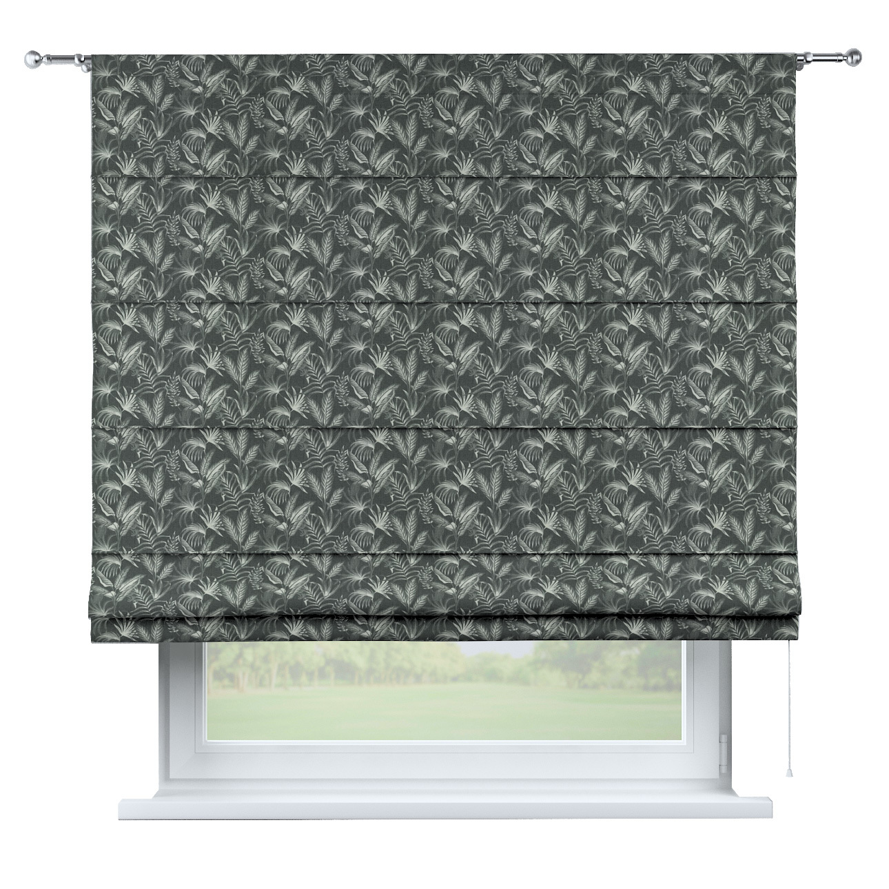 Rímska roleta Torino, listy na čiernom podklade, Flowers, 143-73 Rímska roleta Torino, listy na čiernom podklade, Flowers, 143-73