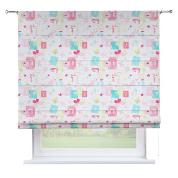 Rímska roleta Torino, pastelové vzory na bielom podklade, Výpredaj, 141-51