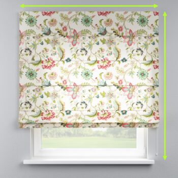 Rímska roleta s bielou krajkou, farebné kvety, Londres, 122-00