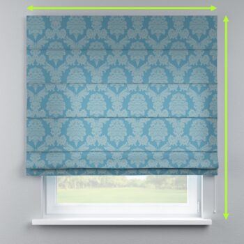 Rímska roleta s bielou krajkou, modrá, Damasco, 613-67