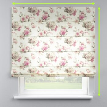 Rímska roleta s bielou krajkou, ružovo-béžové ruže na krémovom podklade, Londres, 141-07