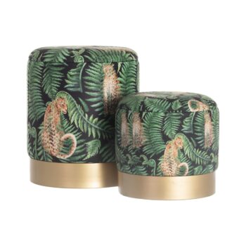 Súprava pufov Wild Cat - 2ks., ⌀30/35 x 31/42 cm