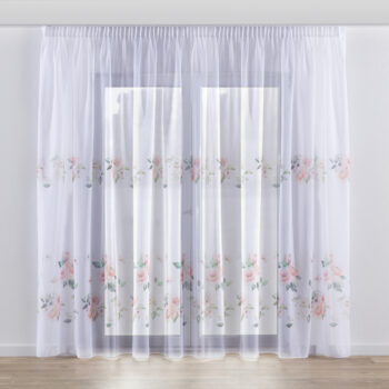 Záclona na riasiacej páske, Biela a červená, Voálové záclony, 901-10