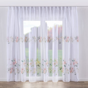 Záclona so systémom FLEX, Biela a červená, Voálové záclony, 901-10